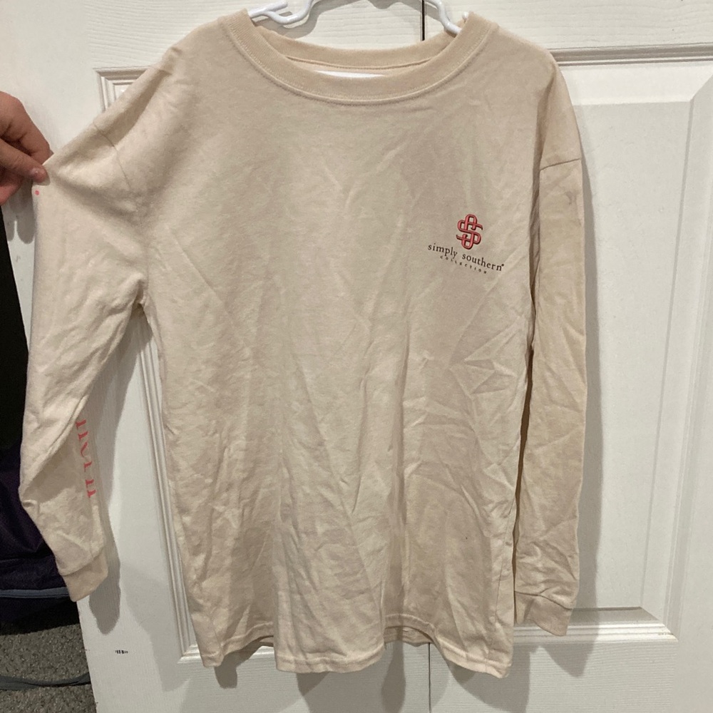 Simply Southern Beige Long Sleeve with Red Accents